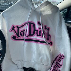 Von Dutch White and Pink Hoodie